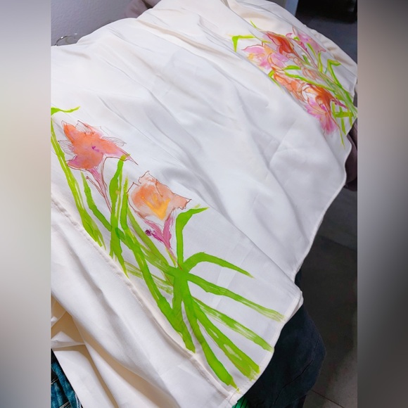 One of a Kind Boho Hand Painted Laser Cut Dress - Picture 9 of 10